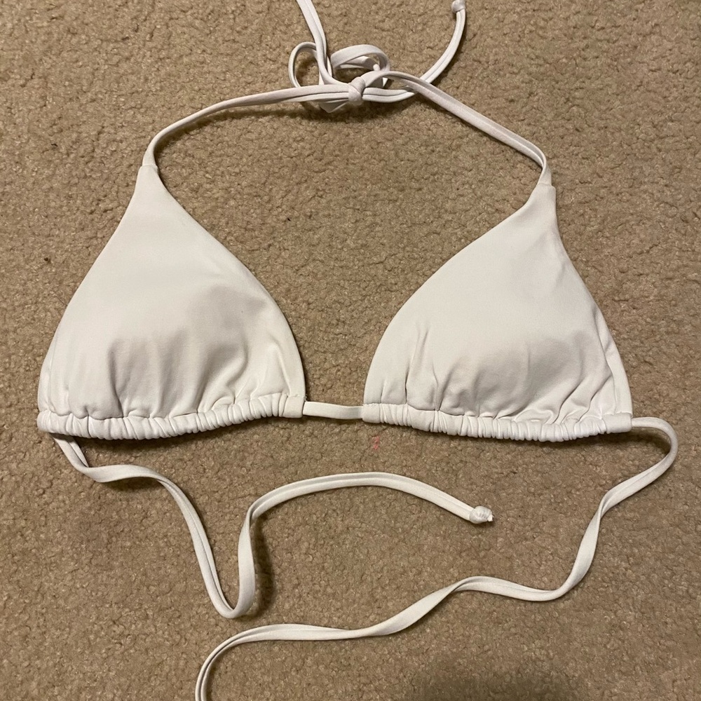 Becca White Triangle Bikini Top L